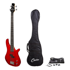 Casino '24 Series' Tune-Style Electric Bass Guitar Set - Transparent Wine Red