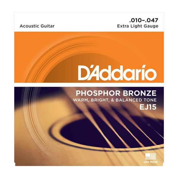 D Addario EJ15 Extra Light Phosphor Bronze Acoustic Guitar Strings 10 47