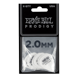 Ernie Ball Prodigy Picks 6 Pack - 2.0mm White Standard - Downtown Music Sydney