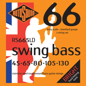 Rotosound RS665LD Swing Bass Stainless Steel 5-String Bass Strings (45-130)