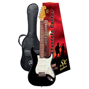 SX VES62LHB Left Handed Electric Guitar - Black