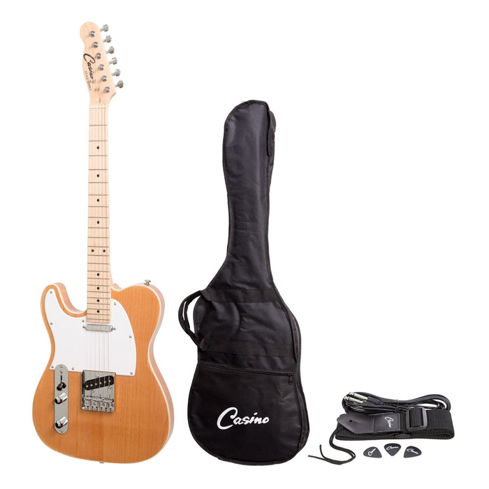 Casino TE-Style Left Handed Electric Guitar Set - Natural Gloss