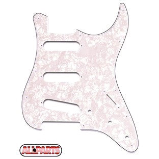 Allparts SSS Pickguard 11-Hole 3-Ply White Pearloid