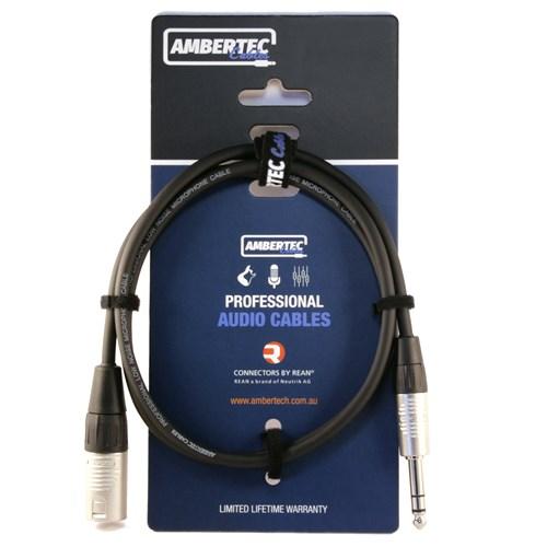 Ambertec Rean Male XLR-1/4" TRS Microphone Cable - 5m
