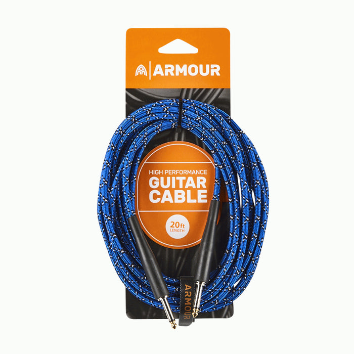 Armour GW20P Woven Guitar Cable - 20ft Python Blue