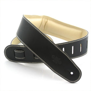 DSL GEG 2.5" Padded Garment Leather Guitar Strap - Black/Beige