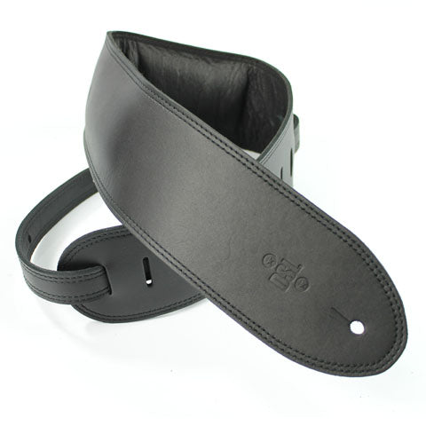 DSL GEG 3.5" Padded Garment Leather Guitar Strap - Black/Black