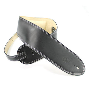 DSL GEG 3.5" Padded Garment Leather Guitar Strap - Black/Beige