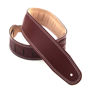 DSL GES 2.5" Padded Suede & Leather Guitar Strap - Maroon/Beige