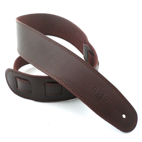DSL SGE 2.5" Leather Guitar Strap - Brown/Brown Stitching