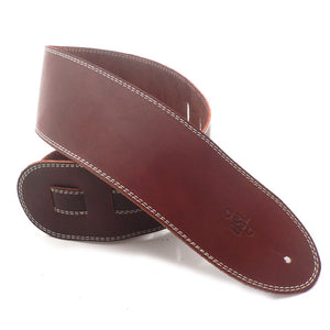 DSL SGE 3.5" Leather Guitar Strap - Maroon/Beige Stitching