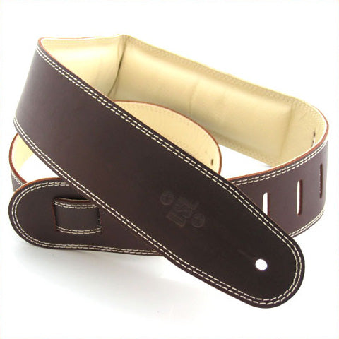 DSL GEG 2.5" Padded Garment Leather Guitar Strap - Brown/Beige