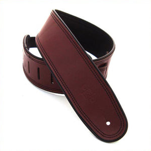 DSL GEP 2.5" Rolled Edge Leather Guitar Strap - Maroon/Black - Downtown Music Sydney