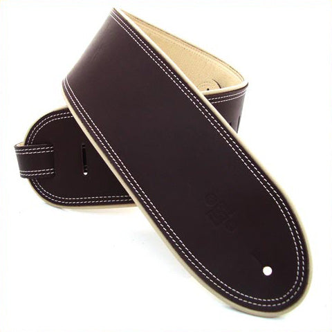 DSL GEP 3.5" Rolled Edge Leather Guitar Strap - Brown/Beige