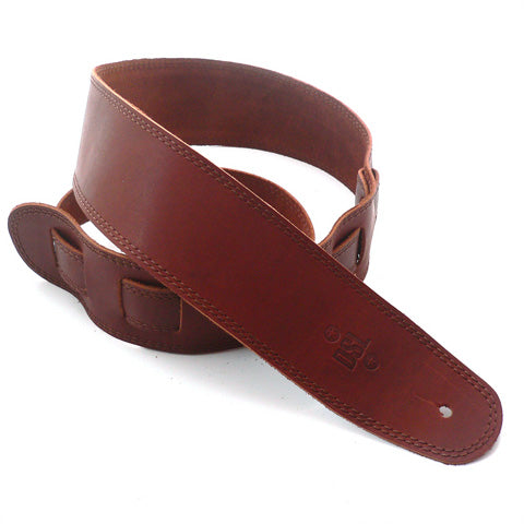 DSL SGE 2.5" Leather Guitar Strap - Maroon/Brown Stitching