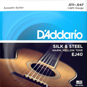 D'Addario EJ40 Silk & Steel Acoustic Guitar Strings (11-47)