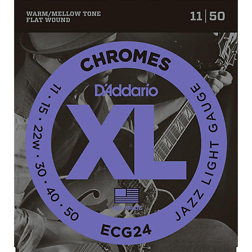 D'Addario ECG24 Jazz Light Chromes Flat Wound Electric Guitar Strings (11-50)