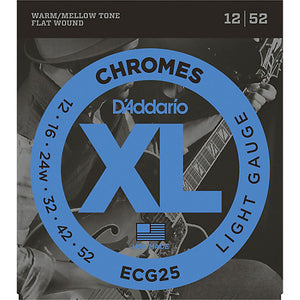 D'Addario ECG25 Light Chromes Flat Wound Electric Guitar Strings (12-52) - Downtown Music Sydney