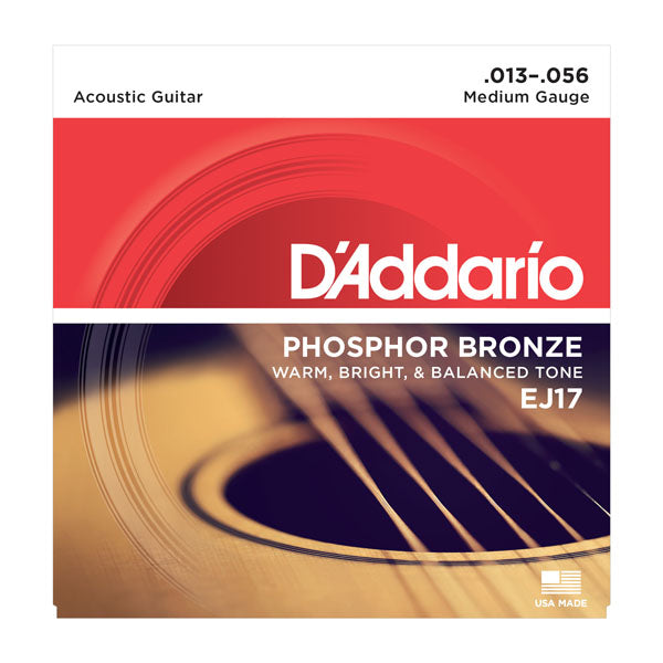 D'Addario EJ17 Medium Phosphor Bronze Acoustic Guitar Strings (13-56)
