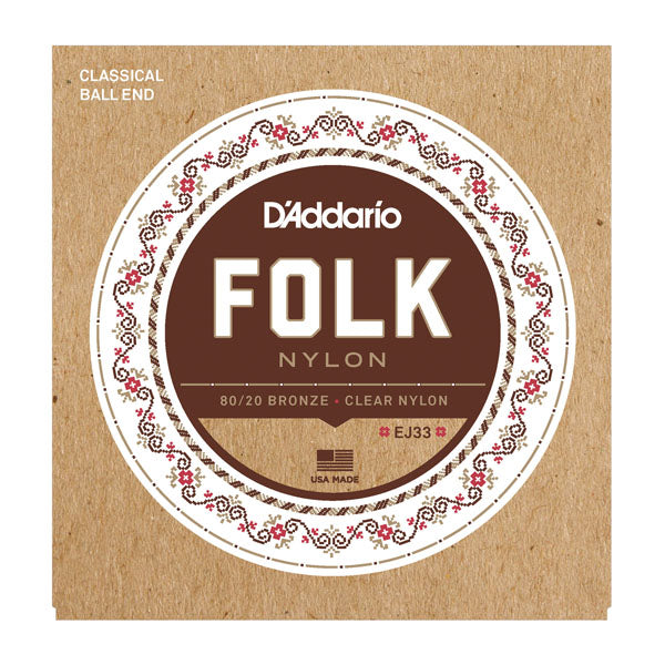 D'Addario EJ33 Ball End Folk Nylon Classical Strings