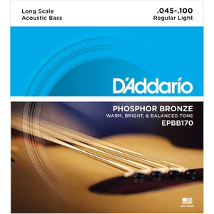 D'Addario EPBB170 Regular Light Phosphor Bronze Acoustic Bass Strings (45-100) - Downtown Music Sydney