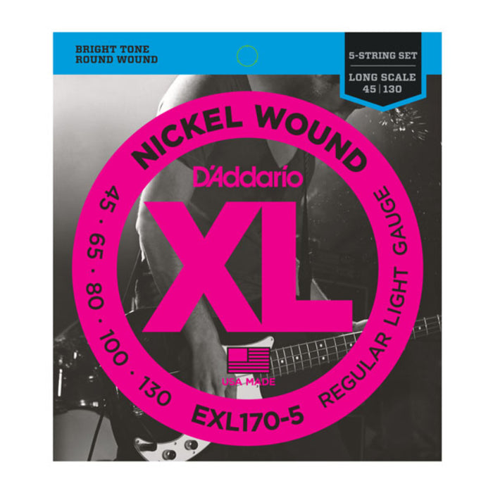 D'Addario EXL170-5 Light 5-String Bass Strings (45-130)