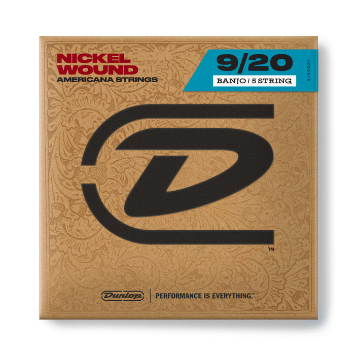 Dunlop DBN9 Light Nickel Wound 5-String Banjo Strings (9-20)