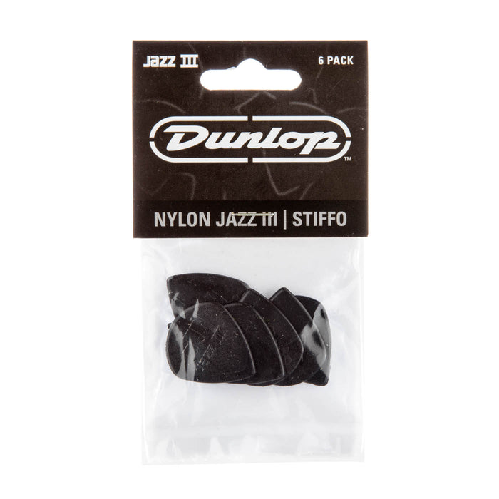 Dunlop Jazz III Black Stiffo Picks 6 Pack