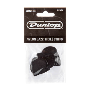 Dunlop Jazz III XL Black Stiffo Picks 6 Pack - Downtown Music Sydney