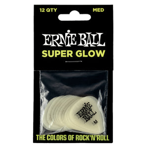 Ernie Ball Super Glow Guitar Picks 12 Pack - Medium - Downtown Music Sydney