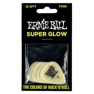 Ernie Ball Super Glow Guitar Picks 12 Pack - Thin - Downtown Music Sydney