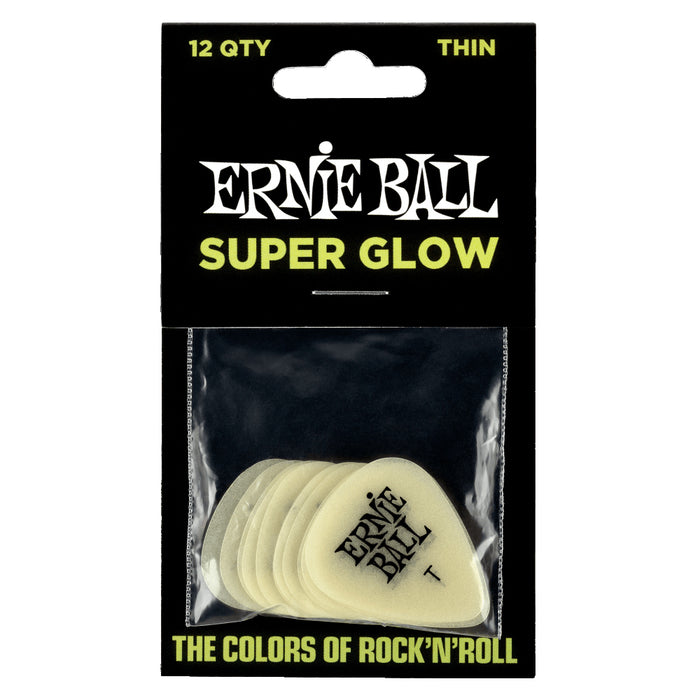 Ernie Ball Super Glow Guitar Picks 12 Pack - Thin
