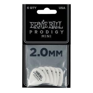 Ernie Ball Prodigy Picks 6 Pack - 2.0mm White Mini - Downtown Music Sydney