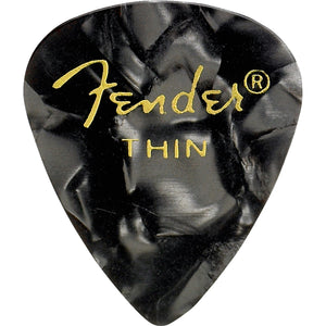 Fender 351 Premium Celluloid Picks 12 Pack - Thin, Black Moto