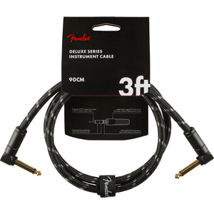 Fender Deluxe Series Instrument Cable Angle-Angle - 3ft Black Tweed