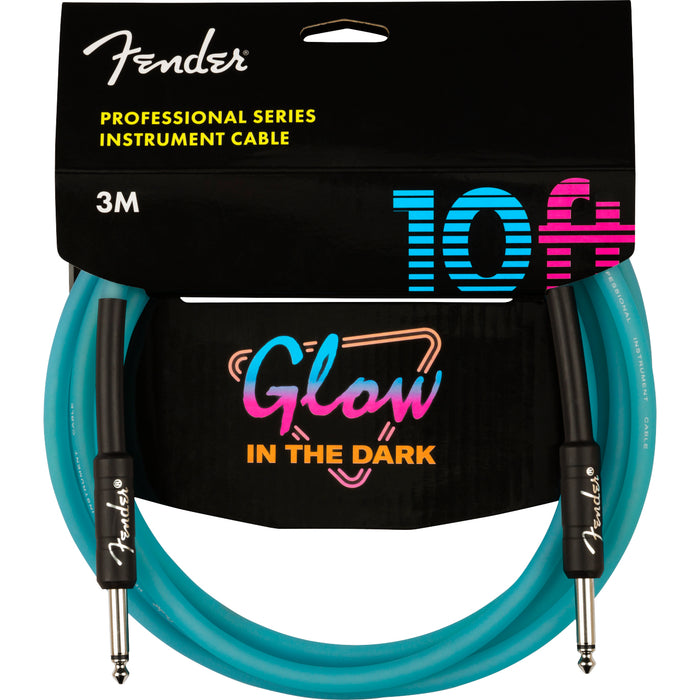 Fender Professional Glow in the Dark Instrument Cable - 10ft Blue