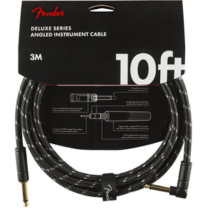 Fender Deluxe Series Instrument Cable Straight-Angle - 10ft Black Tweed - Downtown Music Sydney