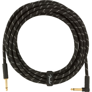 Fender Deluxe Series Instrument Cable Straight-Angle - 18.6ft Black Tweed - Downtown Music Sydney