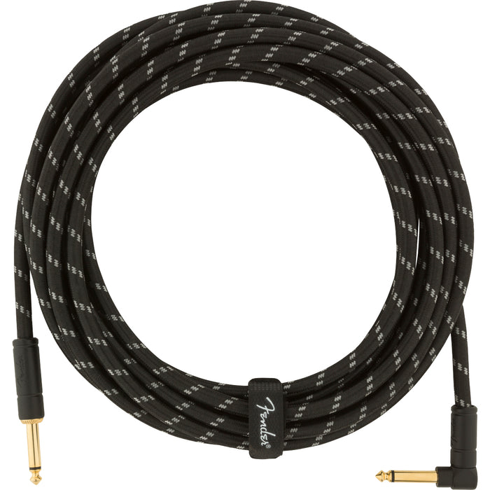 Fender Deluxe Series Instrument Cable Straight-Angle - 18.6ft Black Tweed