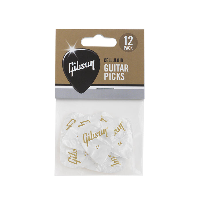 Gibson White Pearl Picks 12 Pack - Medium