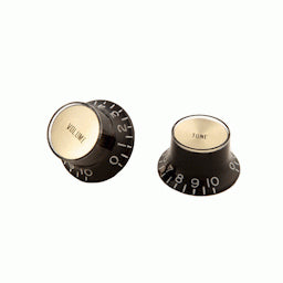 Gibson Black Top Hat Knobs with Gold Inserts - Pack of 4