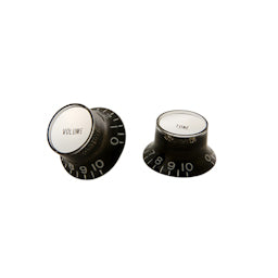 Gibson Black Top Hat Knobs with Silver Inserts - Pack of 4