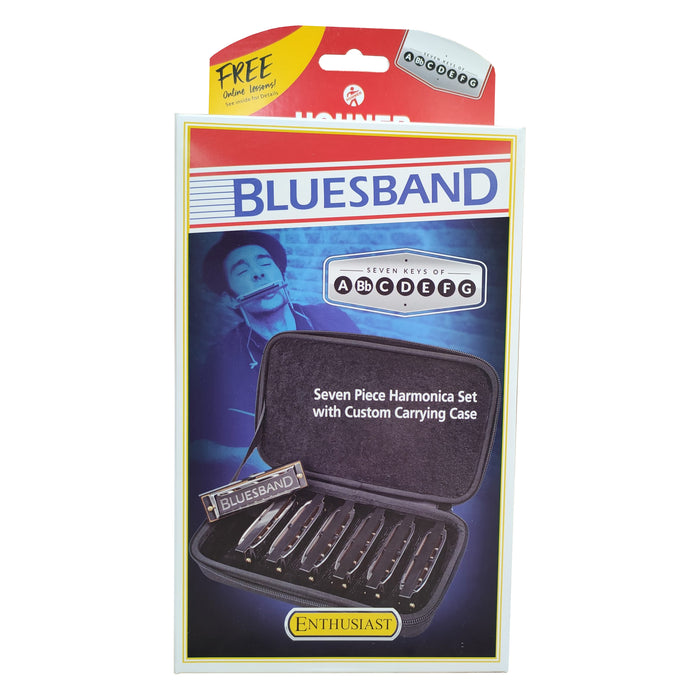 Hohner Blues Band 7-Piece Harmonica Starter Set with Carry Case