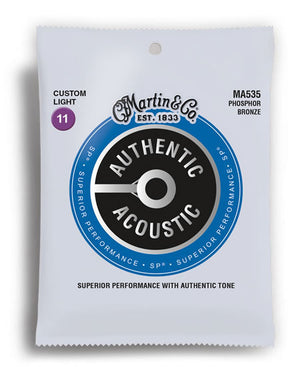 Martin MA535 Authentic Acoustic SP Phosphor Bronze Custom Light Acoustic Guitar Strings (11-52) - Downtown Music Sydney