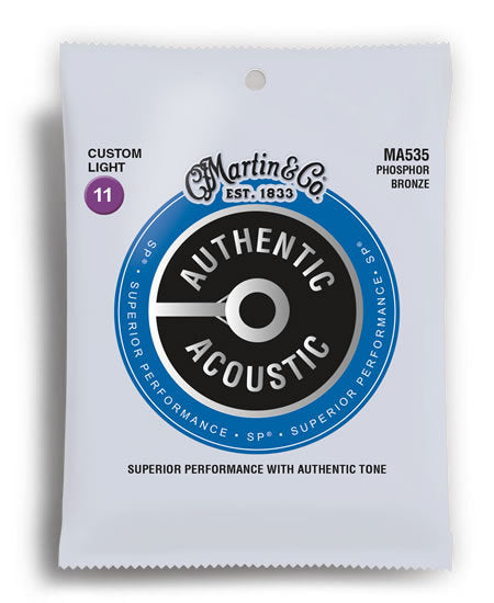 Martin MA535 Authentic Acoustic SP Phosphor Bronze Custom Light Acoustic Guitar Strings (11-52)