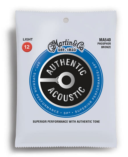 Martin MA540 Authentic Acoustic SP Phosphor Bronze Light Acoustic Guitar Strings (12-54)