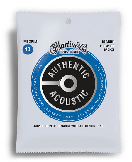 Martin MA550 Authentic Acoustic SP Phosphor Bronze Medium Acoustic Guitar Strings (13-56)