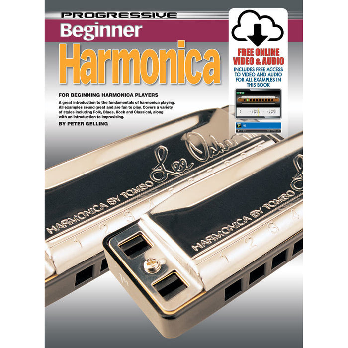 Progressive Beginner Harmonica Book with Online Audio & Video