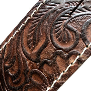 Richter Raw II Contour Leaves Natural Leather Guitar Strap #1497