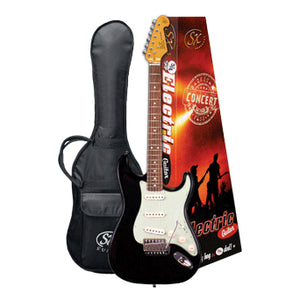 SX VES34LHB 3/4 Left Handed Electric Guitar - Black